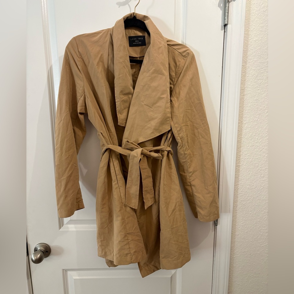 Love Tree Neutral Tan Lightweight Trench Jacket
